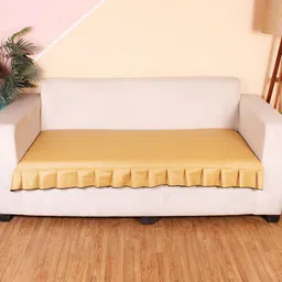 STITCHNEST Yellow 2 Seater Frill Sofa Cover-picture-30