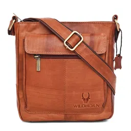 WildHorn Tan Brown Leather Shopper Sling Bag-image-28