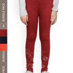IndiWeaves Girls Pack Of 3 Printed Woolen Ankle Length Leggings-picture-42