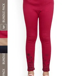 IndiWeaves Girls Pack Of 3 Printed Woolen Ankle Length Leggings-picture-37