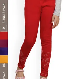 IndiWeaves Girls Pack Of 4 Printed Woolen Ankle Length Leggings-picture-44