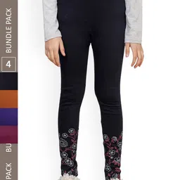 IndiWeaves Girls Pack Of 4 Printed Woolen Churidar Length Leggings-picture-38