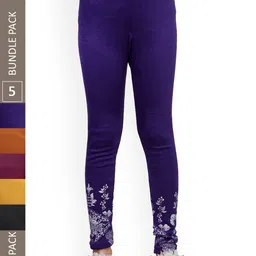 IndiWeaves Girls Pack Of 5 Bottom-Printed Woolen Ankle Length Leggings-picture-20
