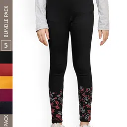 IndiWeaves  Girls Pack Of 5 Bottom Printed Woolen Ankle Length Leggings-picture-17
