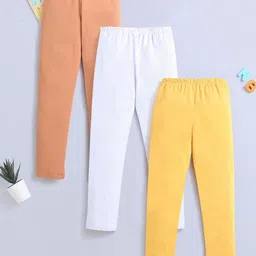 Nino Bambino Girls Pack Of 3 Mid-Rise Pure Cotton Ankle-Length Leggings-picture-18