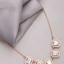 GIVA Rose Gold-Toned & White 925 Sterling Silver Baguette Bunch Necklace-picture-49