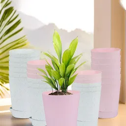 Kuber Industries Marble Titan White & Pink 24 Pieces Planters With Tray-picture-14
