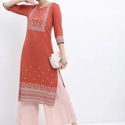 Vishudh Floral Printed Round Neck Kurta with Palazzos-picture-25