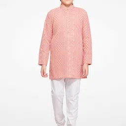 Jeetethnics Boys Peach-Coloured Striped Kurta with Pyjamas-picture-31