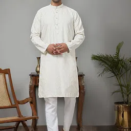 Anouk Men Embroidered Regular Chikankari Kurta with Pyjamas-picture-24