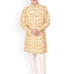 CAVIO Boys Floral Printed Kurta With Churidar image 1