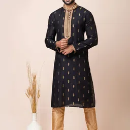 ROOTED LIBAAS Ethnic Motifs Woven Design Regular Straight Kurta With Churidar image 1