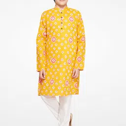 Jeetethnics Boys Yellow Printed Kurta with Pyjamas-image-65