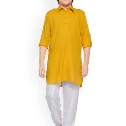 Jeetethnics Boys Yellow Pathani Kurta with Pyjamas-picture-49