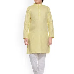 Jeetethnics Boys Yellow Self Design Regular Kurta with Churidar-picture-23