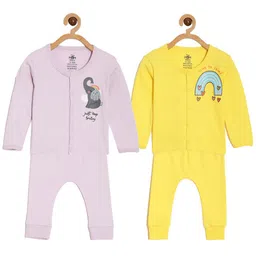 The Mom Store Infant Kids Pack of 2 Printed Pure Cotton T-shirt with Pyjamas-picture-42