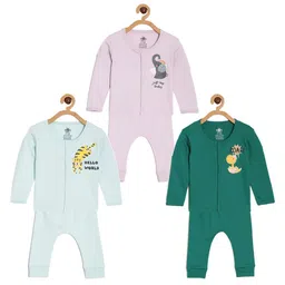The Mom Store Infant Kids Pack of 3 Printed Pure Cotton T-shirt with Pyjamas-picture-53