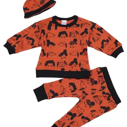 Creative Kids Girls Brown & Black Printed T-shirt with Pyjamas-picture-13
