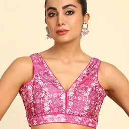Soch Floral Printed Sequinned Padded Saree Blouse-picture-17