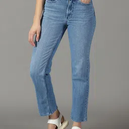 SHOWOFF Women Straight Fit High-Rise Light Fade Acid Wash Stretchable Jeans-image-3