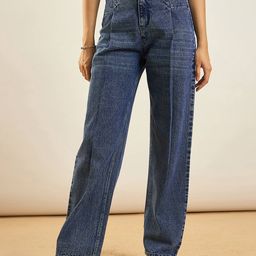 SASSAFRAS Women Straight Fit High-Rise Clean Look Acid Wash Stretchable Jeans-picture-41