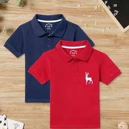 ZION Boys Pack of 2 Graphic Printed Polo Collar Bio Finish T-shirt-picture-36
