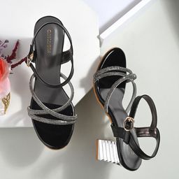 CLOG LONDON Embellished Open Toe Block Heels with Buckles-picture-19