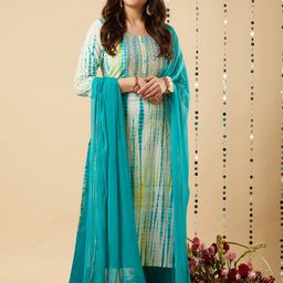 gosriki KALINI Shibori Dyed Regular Kurta with Trousers &  Dupatta-picture-23