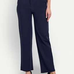 Next One Women Smart Straight Fit High-Rise Easy Wash Casual Trousers-image-56