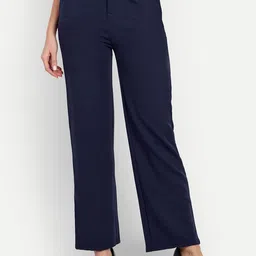 Next One Women Smart Straight Fit High-Rise Easy Wash Pleated Parallel Trousers-image-11