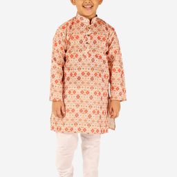 Pro-Ethic STYLE DEVELOPER Boys Orange Ethnic Motifs Printed Kurta with Pyjamas-picture-43