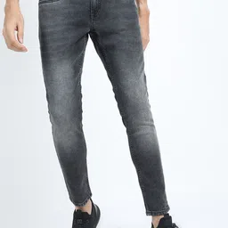 LOCOMOTIVE Men Grey Skinny Fit Heavy Fade Stretchable Jeans-picture-26