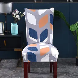 HOUSE OF QUIRK Grey & Blue 4 Pieces Printed Chair Covers-picture-39