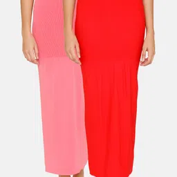 Zivame Women Red Solid Reversible Saree Shapewear-image-30