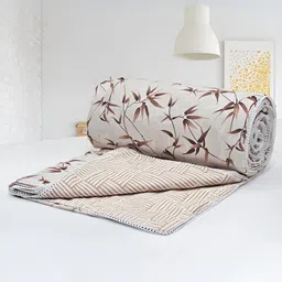 Aurave Iris Designer Brown Floral Reversible Cotton AC Room 150 GSM Double Bed Dohar-picture-40