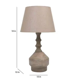 tu casa Off White Jute Shade Table Lamp With Mango Wood Base image 3
