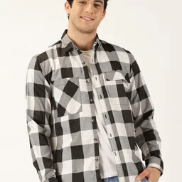 Moda Rapido Classic Slim Fit Buffalo Checks Pure Cotton Casual Shirt-picture-24