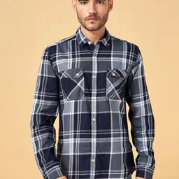 SF JEANS by Pantaloons Tartan Checked Slim Fit Cotton Casual Shirt-picture-26