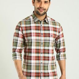 Indian Terrain Men Chiseled Skinny Fit Tartan Checks Opaque Checked Casual Shirt-picture-18