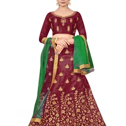 MANVAA Embroidered Beads and Stones Semi-Stitched Lehenga & Unstitched Blouse With Dupatta-picture-40