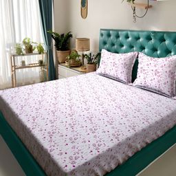 KLOTTHE Floral 300 TC Double Bedsheet & 2 Pillow Covers-picture-12