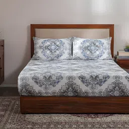 MASPAR Blue & Grey Ethnic Motifs Printed 400TC Cotton King Bedsheet With 2 Pillow Covers-picture-10