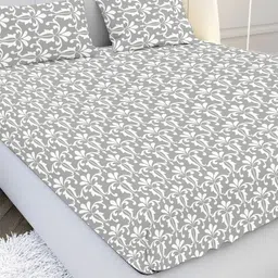 MAYFAIR HOMES LONDON Grey & White Ethnic Motifs 210 TC King Bedsheet with 2 Pillow Covers-picture-24