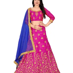 MANVAA Ethnic Motif Embroidered Semi-Stitched Lehenga & Unstitched Blouse With Dupatta-picture-52