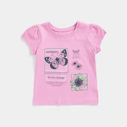 mothercare Girls Typography Printed Knitted Pure Cotton T-shirt-picture-28
