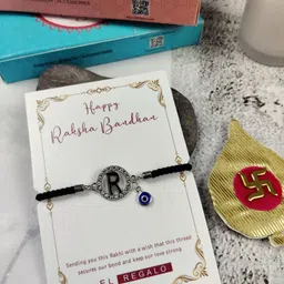 EL REGALO R Letter & Evil Eye Detail Rakhi & Greeting Card-picture-16