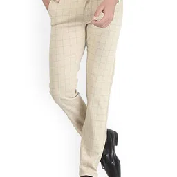 FUBAR Men Checked Relaxed Slim Fit Easy Wash Formal Trousers-picture-22