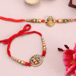 PANASH Set Of 2 Gold Plated Beaded Thread Rakhi-picture-21