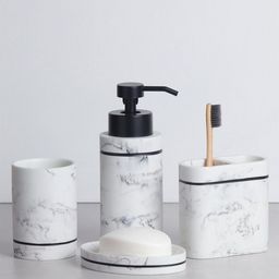 Obsessions Pack of 4 White & Grey Polyresin Bathroom Set-picture-2