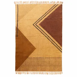 casavani Brown Cotton Geometric 3x2 Hand Woven Dhurrie image 2